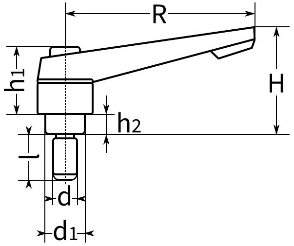 Ручка регулируемая со шпилькой U39, пластик - фото