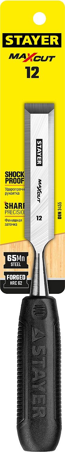 Стамеска плоская с пластиковой рукояткой 12 мм Stayer Max-Cut Master 1820-12 - фото