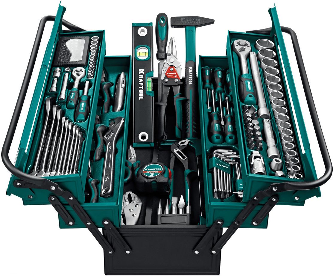 Набор инструмента универсальный 1/2"+1/4" Kraftool Grand-152 27978-H152, 152 предмета - фото