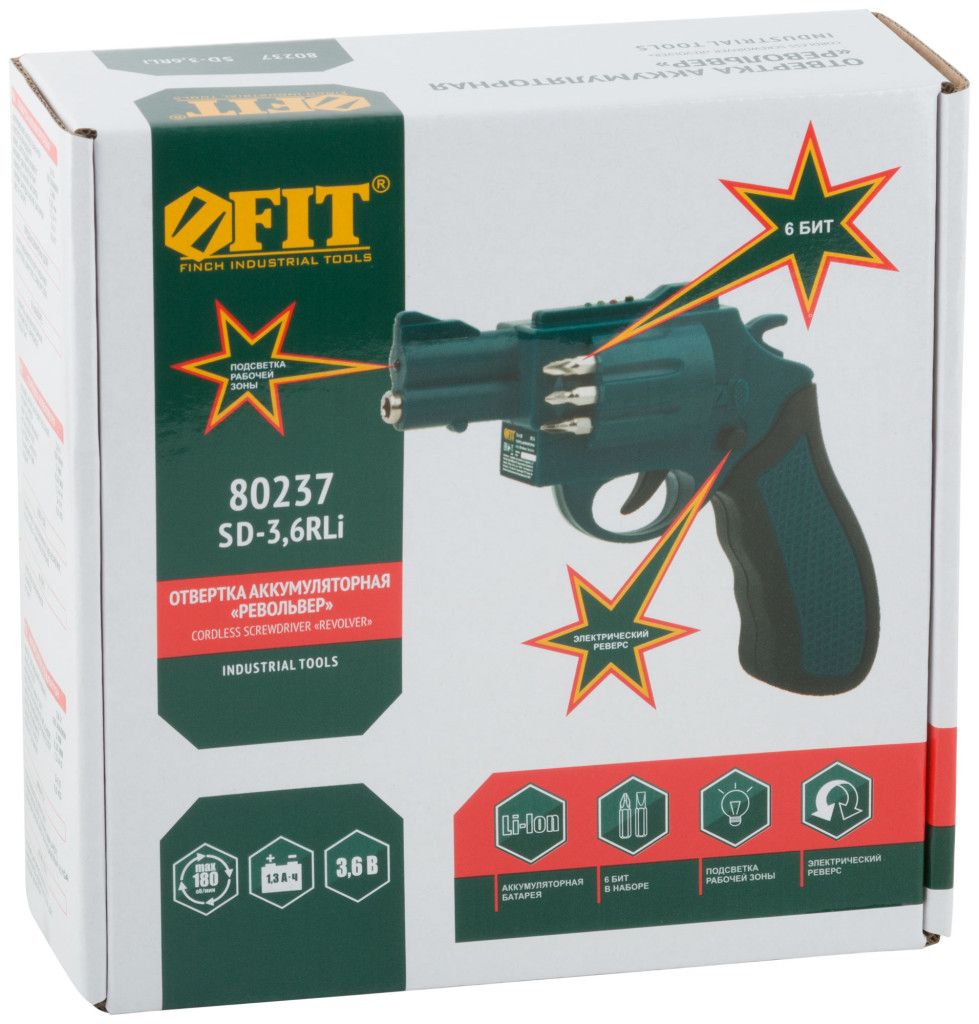 Отвертка аккумуляторная Li-Ion FIT Револьвер 80237 - фото
