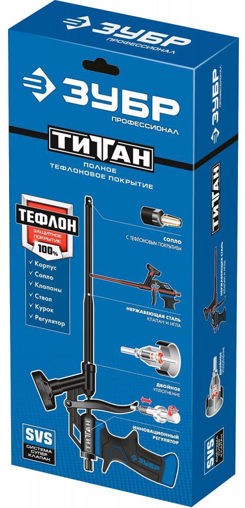 Пистолет тефлоновый для монтажной пены Титан Профессионал ЗУБР 06866_z01 - фото