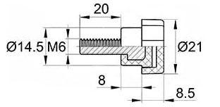 Фиксатор пластиковый с рукояткой D 21 М6х20 мм, Ф21М6-20ЧН, черный - фото