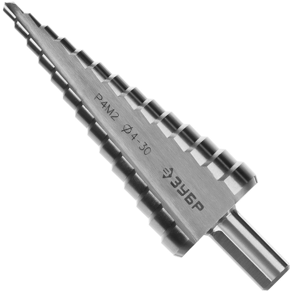 Сверло по металлу ступенчатое 4-30 мм, 14 ступеней, 3Т хвостовик ЗУБР 29665-4-30-14, сталь Р4М2 - фото