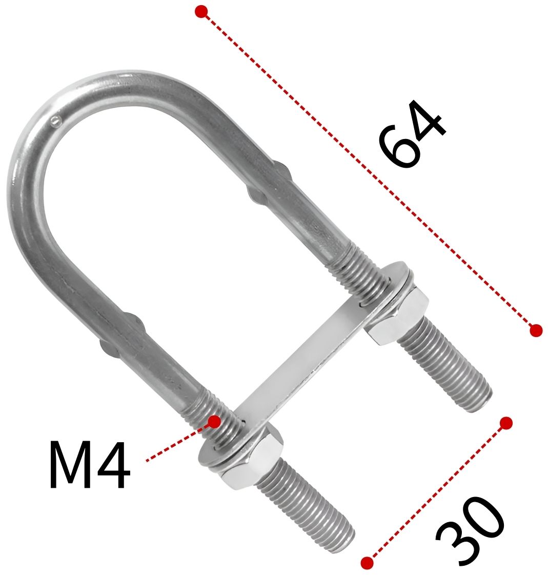 Болт-скоба U-образная М4х64 мм 8230, нержавеющая сталь А4 - фото