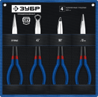 Набор тонкогубцев удлиненных ЗУБР 22026, 4 предмета в чехле