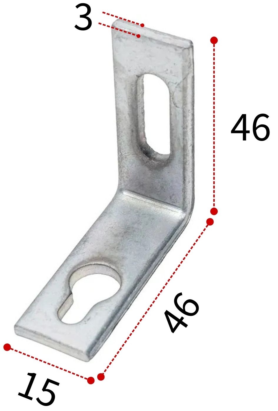 Уголок бытовой 46х46х15x3 мм, горячий цинк, 4 штуки - фото
