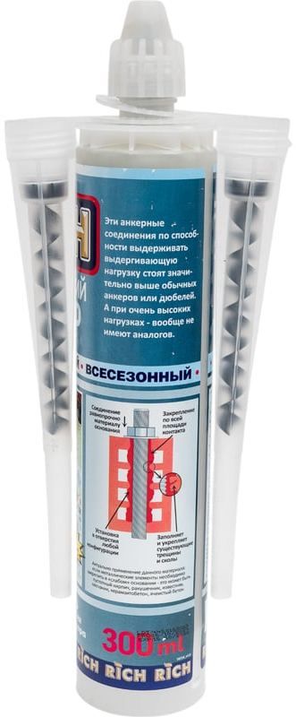 Химический анкер 300 мл RICH, всесезонный, полиэстер, с насадками - фото
