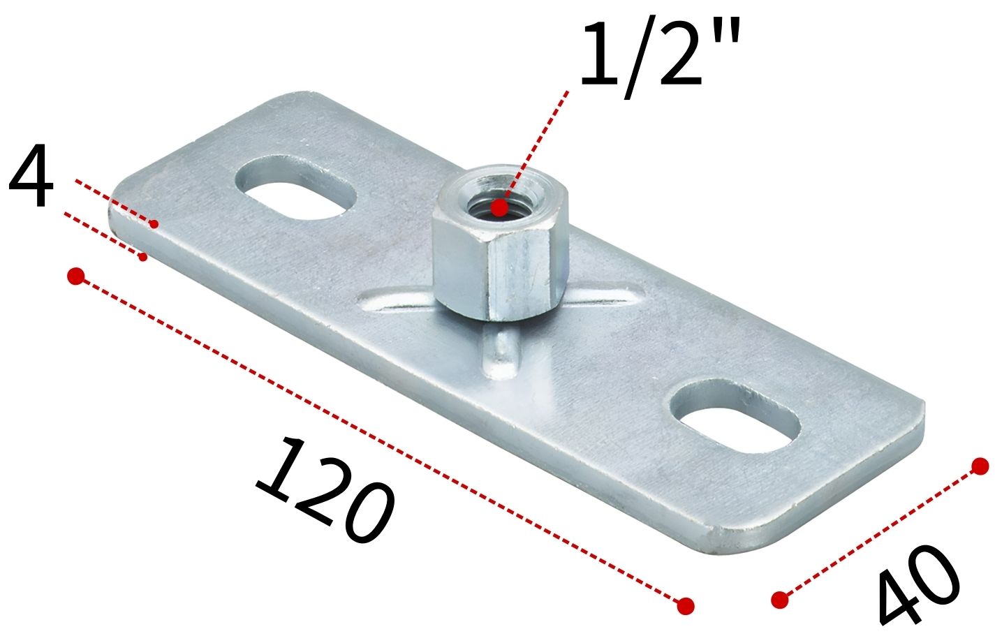 Пластина опорная с гайкой 1/2" Fischer GPS 079672, оцинкованная сталь - фото