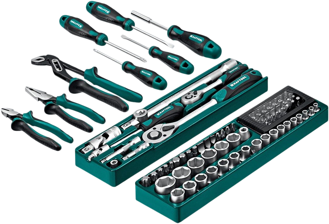 Набор инструмента универсальный 1/2"+1/4" Kraftool Grand-99 27978-H99, 99 предметов - фото