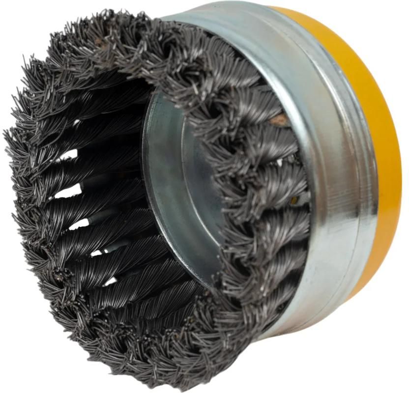 Щетка-крацовка чашечная усиленная для УШМ 80 мм, жгутированная стальная проволока 0,5 мм Stayer Prof 35137-080 - фото
