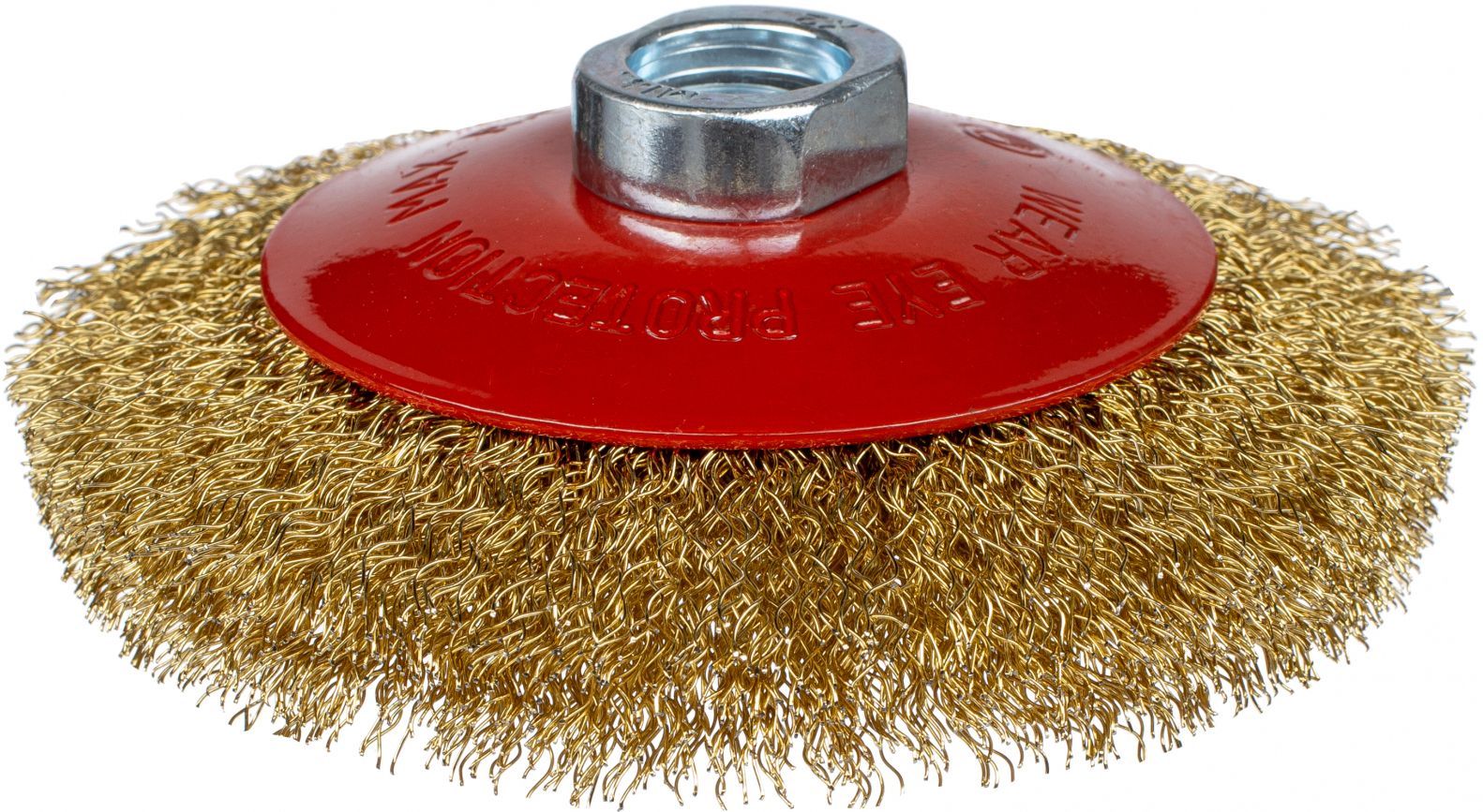 Щетка коническая гофрированная для УШМ Профоснастка Эксперт, латунированная сталь - фото