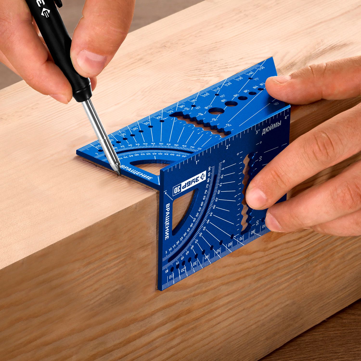 Угольник многофункциональный 7 в 1 3D ЗУБР 34399, алюминий - фото