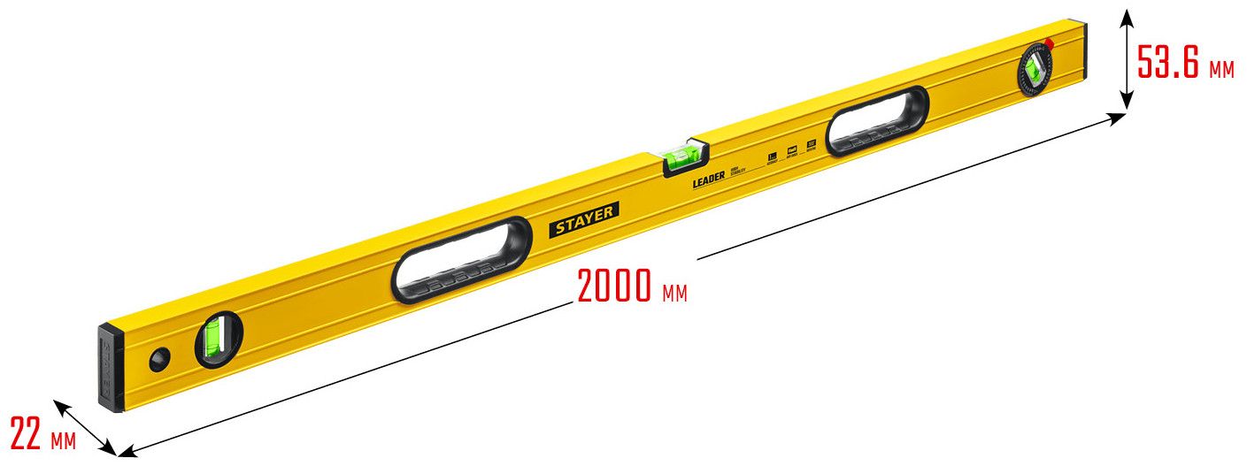 Уровень строительный усиленный 2000 мм Stayer Leader Master 3466-200 - фото