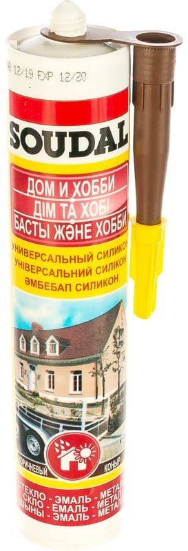 Герметик силиконовый универсальный 280 мл Soudal 118298, коричневый - фото