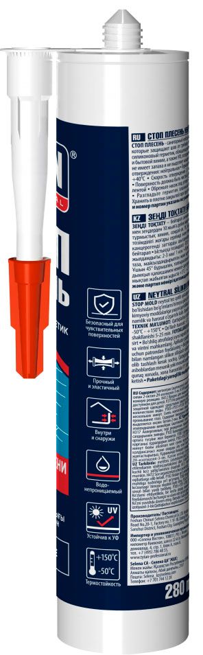 Герметик силиконовый санитарный СТОП ПЛЕСЕНЬ TYTAN Professional 67233, прозрачный 280 мл - фото