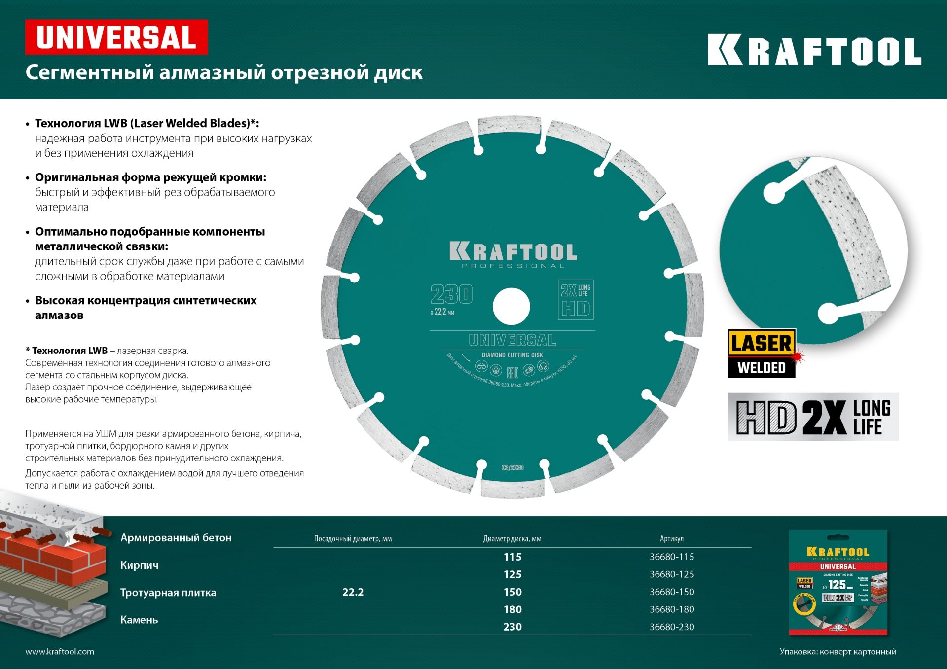Диск алмазный Laser-Universal Kraftool - фото