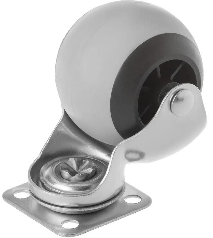 Колесо-шар мебельное из серой резины с площадкой, 50 мм SCMG 25  - фото