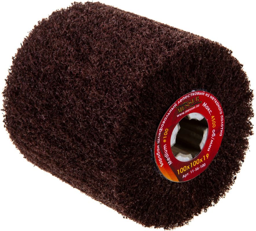 Барабан шлифовальный лепестковый 100х100х19 мм (ступица со шлицами) Р100 Мedium Messer 11-56-100 - фото