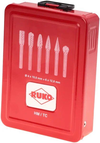 Набор бор-фрез твердосплавных с алюминиевыми зубьями Ruko 116103A, HM-ALU, 10 шт. - фото