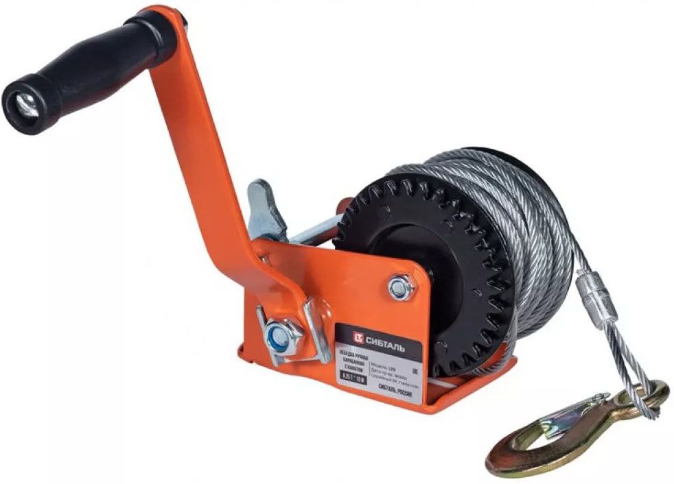 Лебедка ручная барабанная LRB, канат/лента 10 м, Сибталь - фото