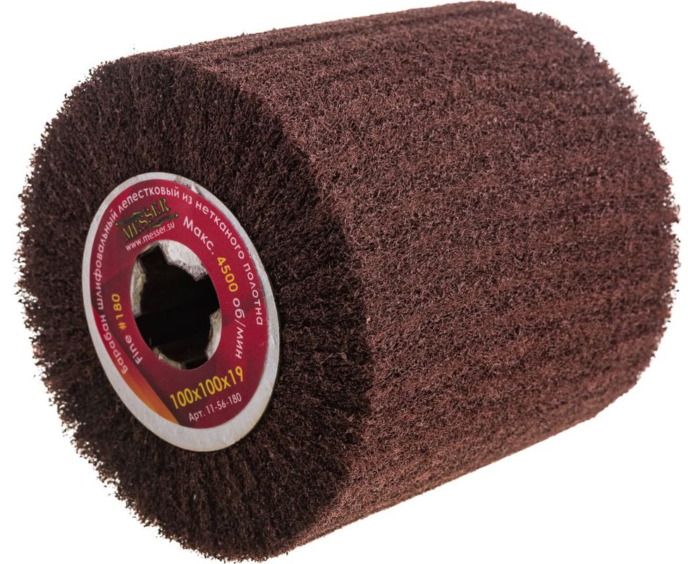 Барабан шлифовальный лепестковый 100х100х19 мм (ступица со шлицами) Р180 Fine Messer 11-56-180 - фото