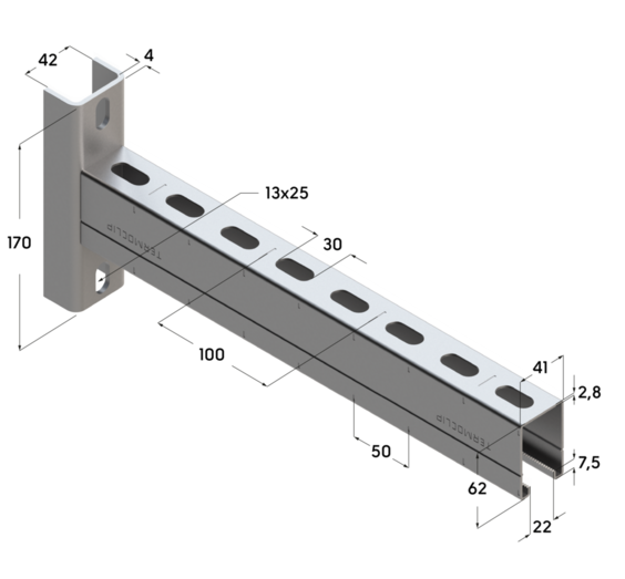 Консоль седельная 41х62х2,5-1000 HZn TERMOCLIP, горячий цинк - фото