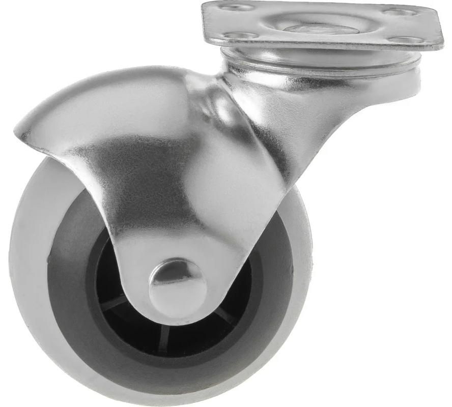 Колесо-шар мебельное из серой резины с площадкой, 50 мм SCMG 25  - фото