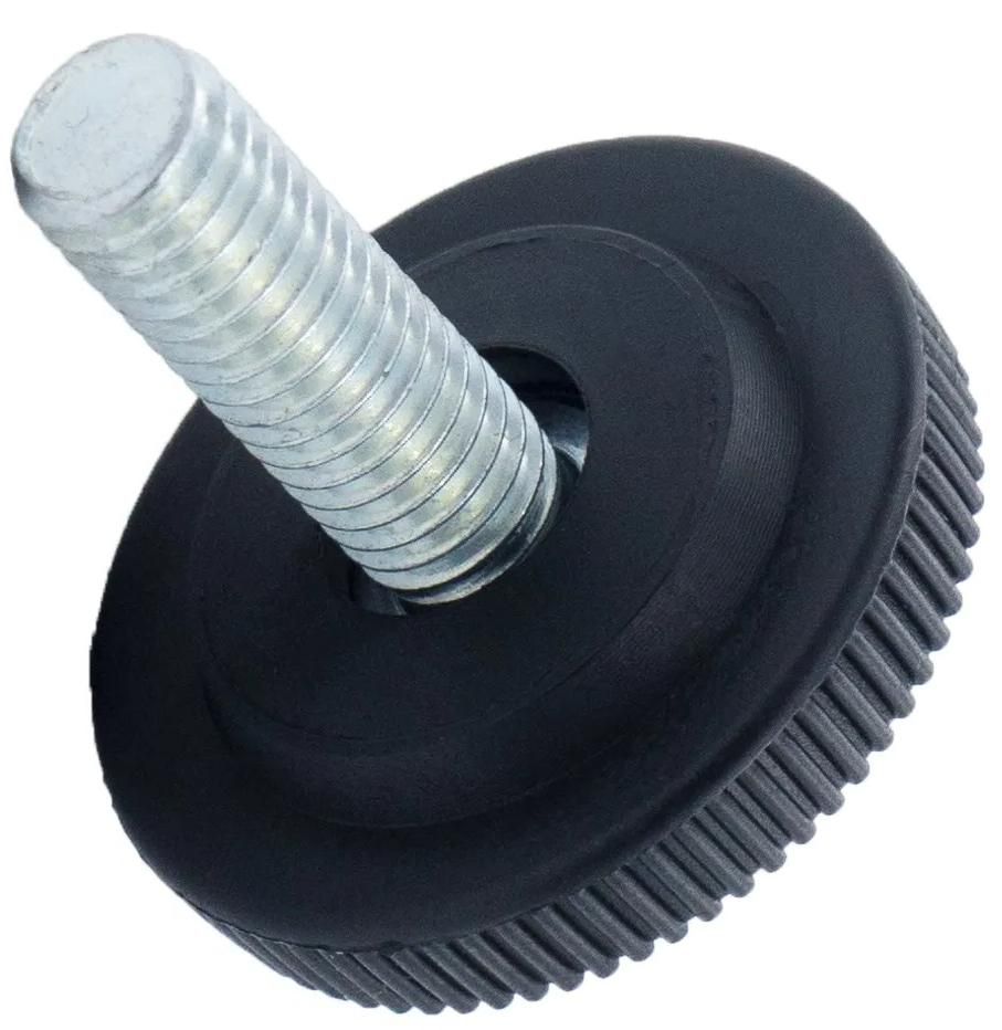 Опора регулируемая с резьбовым стержнем М8х25, основание с насечками 32 мм и 32М8-25ЧН, пластик, черная (RAL 9005) - фото