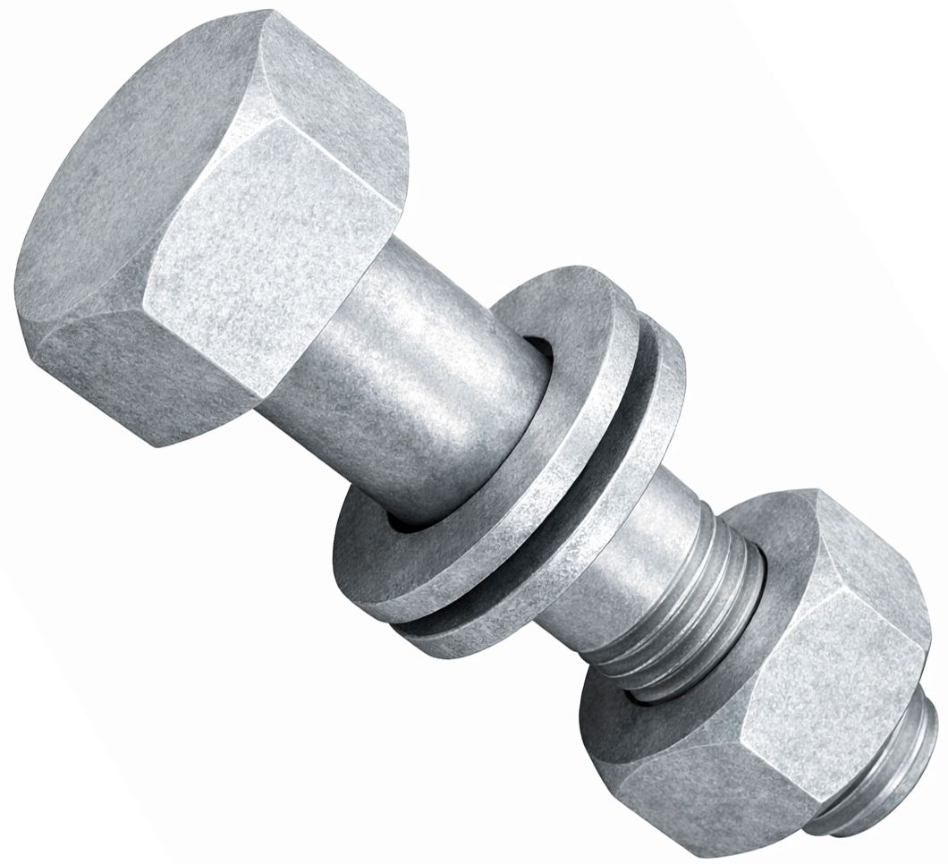 Болтокомплект ГОСТ 32484.3 (болт + гайка + 2 шайбы), класс прочности 10.9 HR, цинк-ламельное покрытие - фото