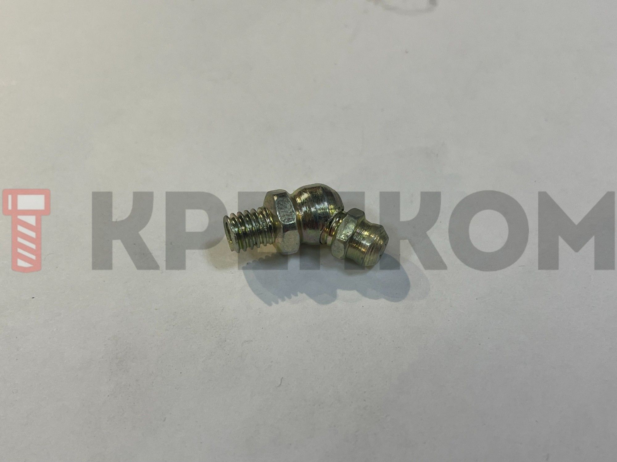 Пресс-масленка М6 (КГ1/6") угловая 45°, желтый цинк - фото