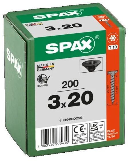 Саморез универсальный с потайной головкой и полной резьбой, шлиц T-Star SPAX, покрытие BLAX - фото