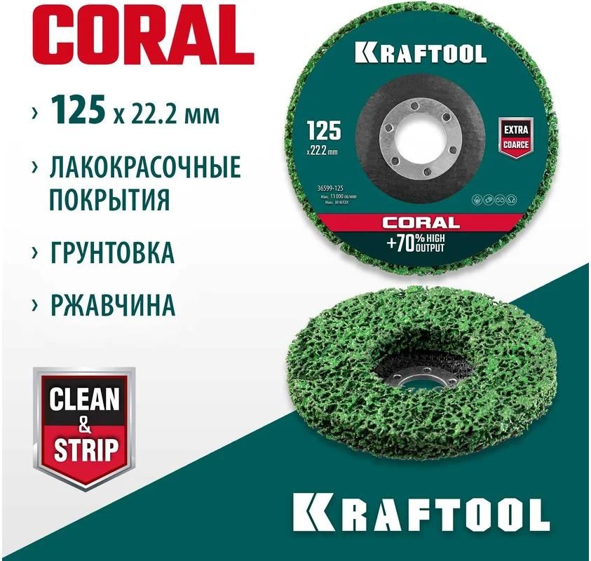 Круг абразивный, полимерно-шлифовальный синтетический 125х22,2 мм Kraftool 36599-125 - фото