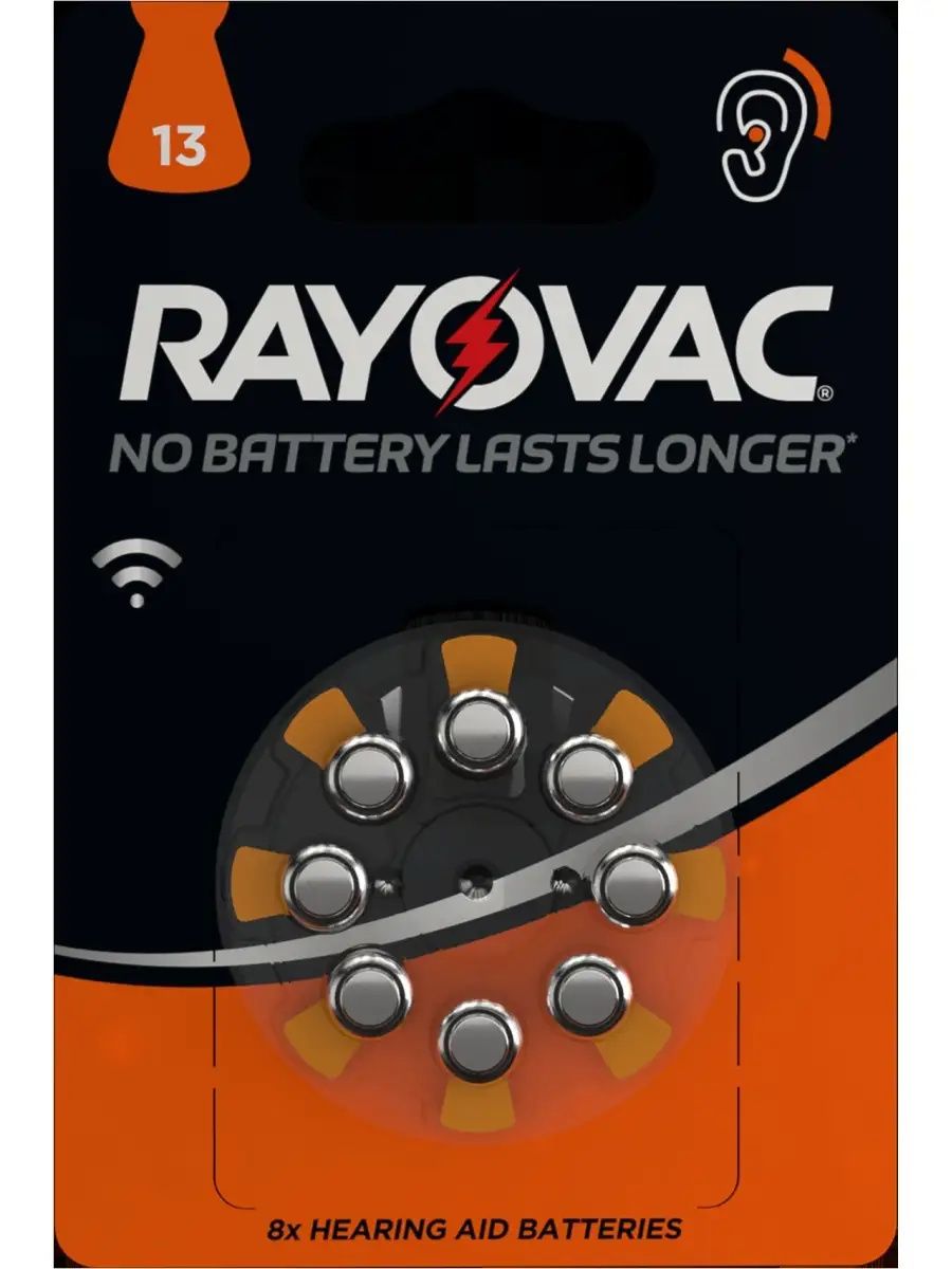 Батарейки для слухового аппарата Rayovac Acoustic Type 13, 8 шт в блистере - фото