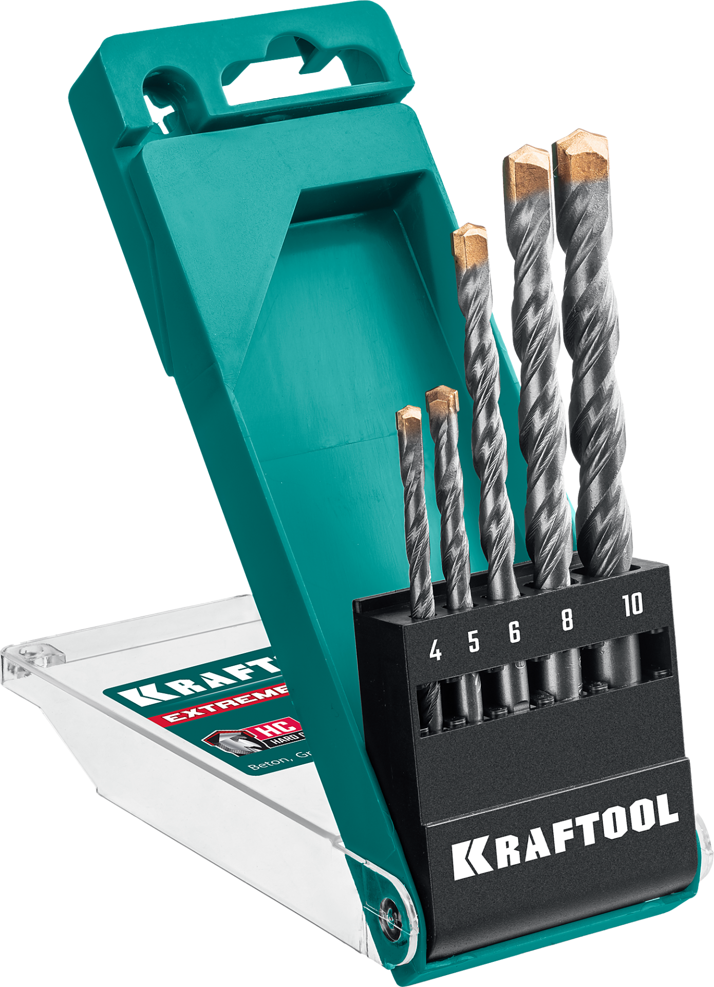 Набор сверл по бетону 4-5-6-8-10 мм трехгранный хвостовик Extreme Kraftool 29166-H5, 5 шт - фото