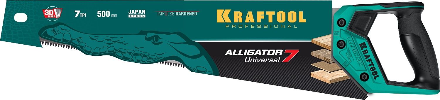 Ножовка универсальная по дереву Alligator Universal 7 Kraftool - фото