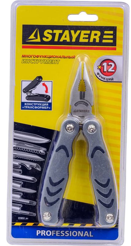 Инструмент многофункциональный мультитул 12 в 1 силовой Professional Stayer 22853 - фото