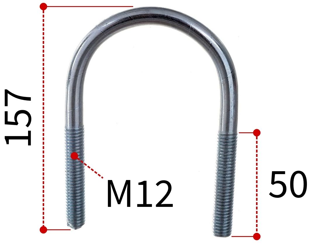 Изображение товара У-образная скоба 3 1/2" под трубу М12 оцинкованная сталь