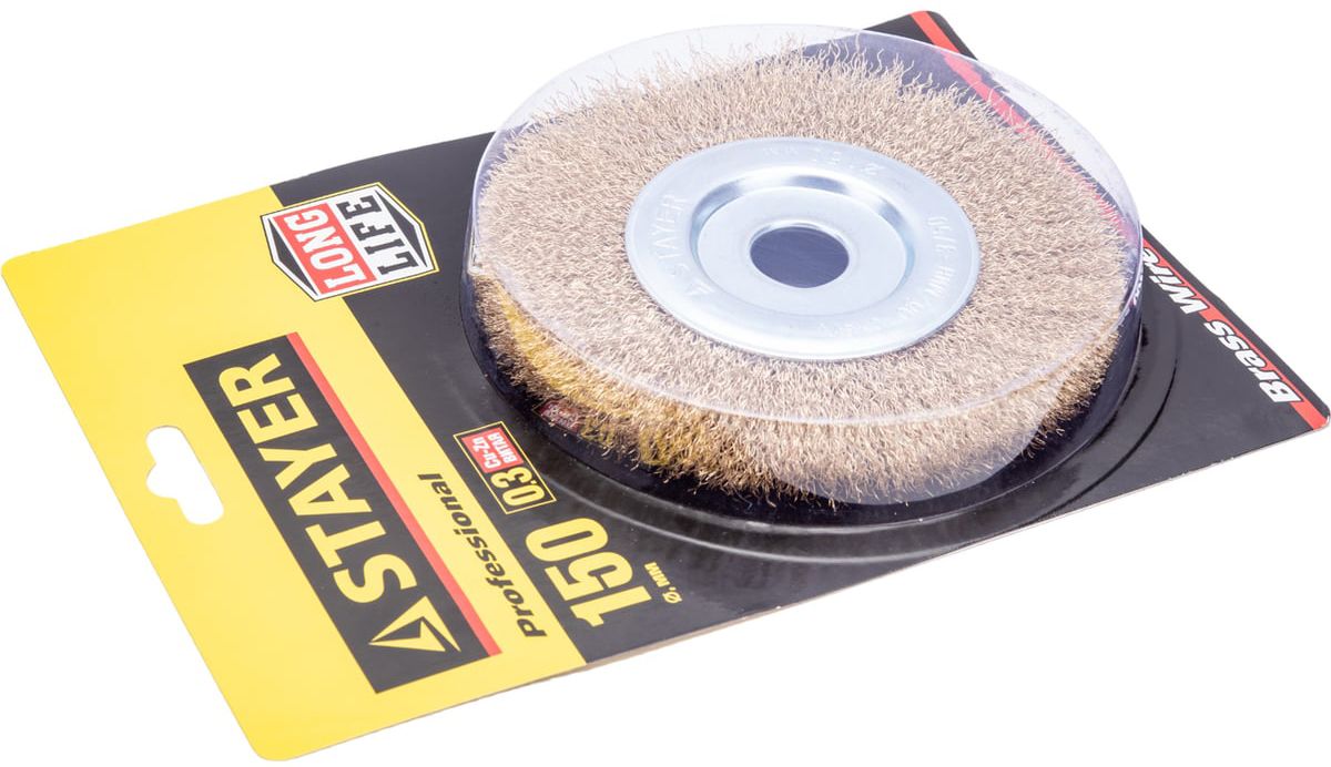 Щетка дисковая латунированная для УШМ Professional Stayer - фото