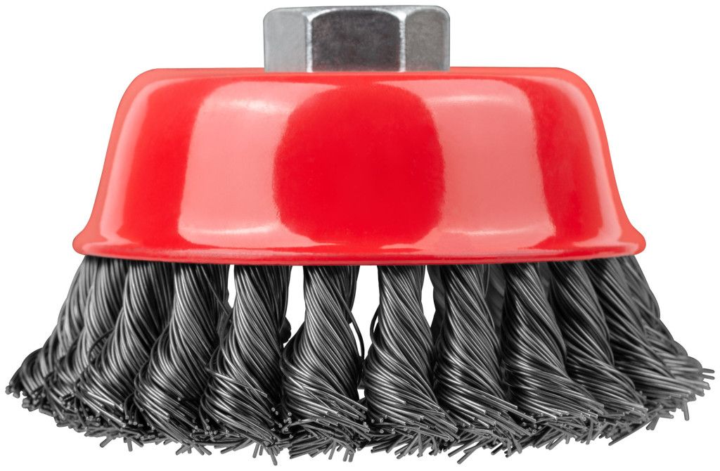 Щетка-крацовка чашечная для УШМ, жгутированная стальная проволока 0,5 мм FIT - фото