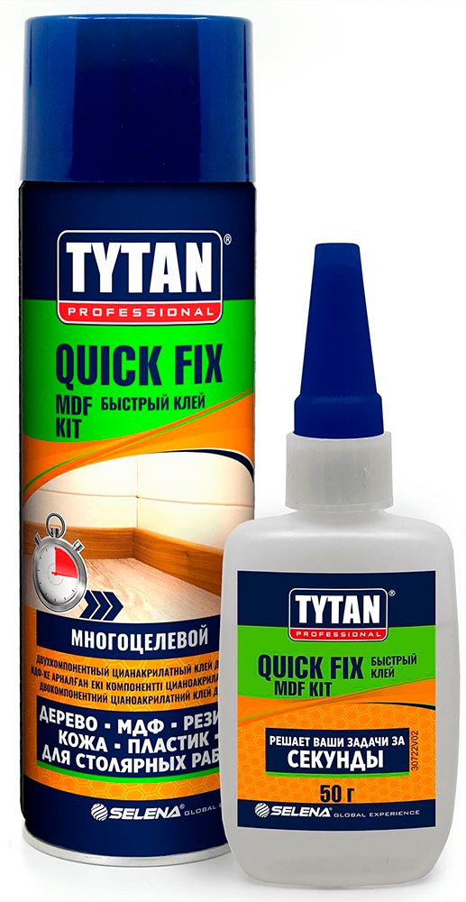 Клей цианакрилатный для МДФ TYTAN Professional Quick Fix 59004, 200 мл прозрачный - фото