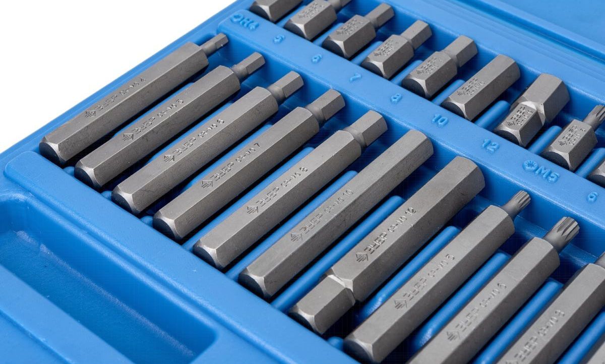 Набор бит усиленных в пластиковом боксе HEX, TORX, SPLINE ЗУБР 2653-H40_z01, CR-Mo, 40 предметов - фото
