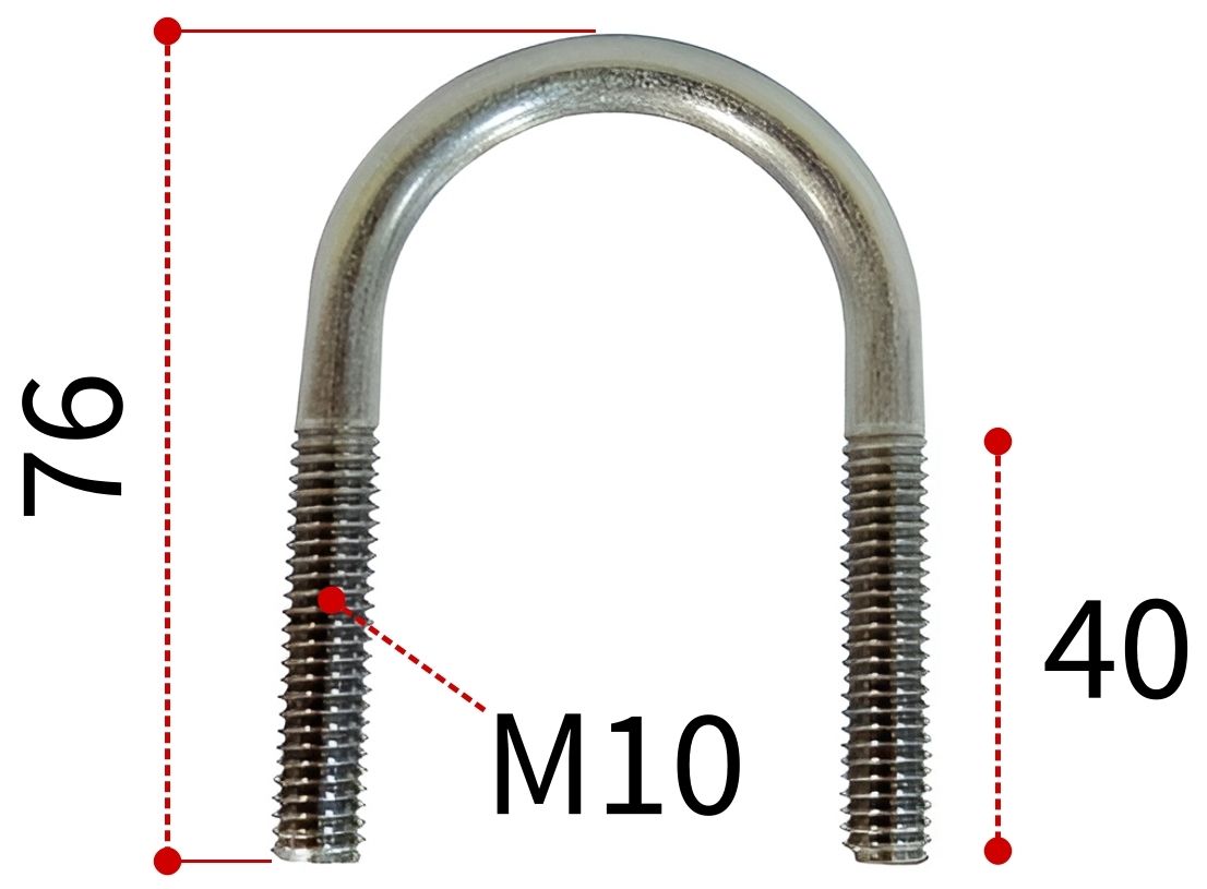 Скоба U-образная 38 под трубу диаметром 25 мм DIN 3570 form A, нержавеющая сталь А2 - фото