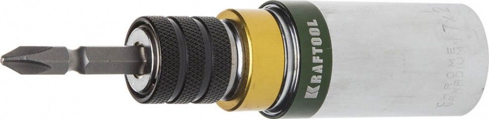 Бита 2в1 с торцовой головкой 17/21 мм и шлицем РН2 Kraftool Expert 26399-H2, хромованадиевая сталь - фото