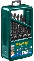 Изображение товара Набор сверл по металлу Kraftool 25 шт HSS-G 1-13 мм азотированное покрытие