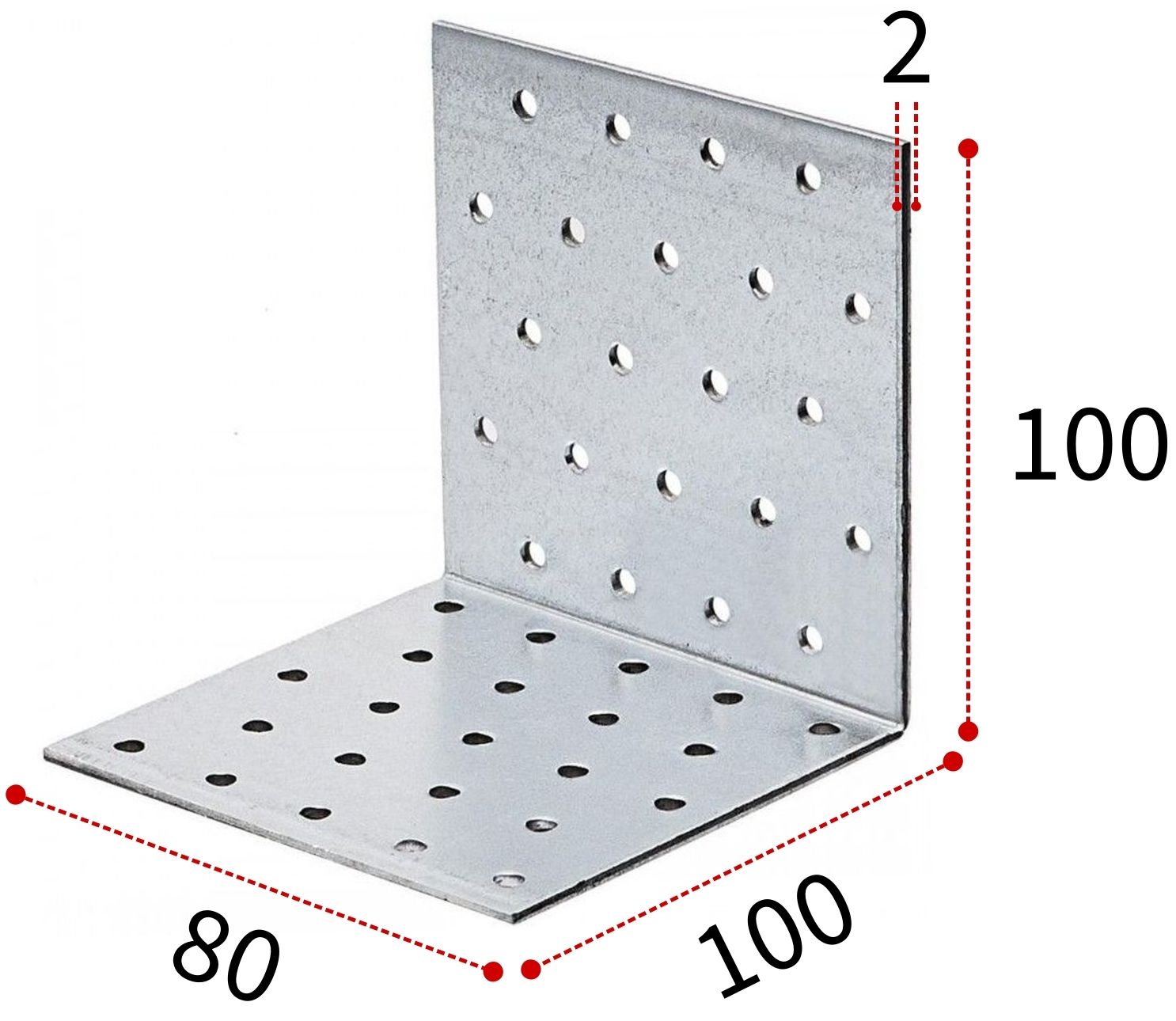 Уголок крепежный 100х100х80 мм, горячий цинк - фото