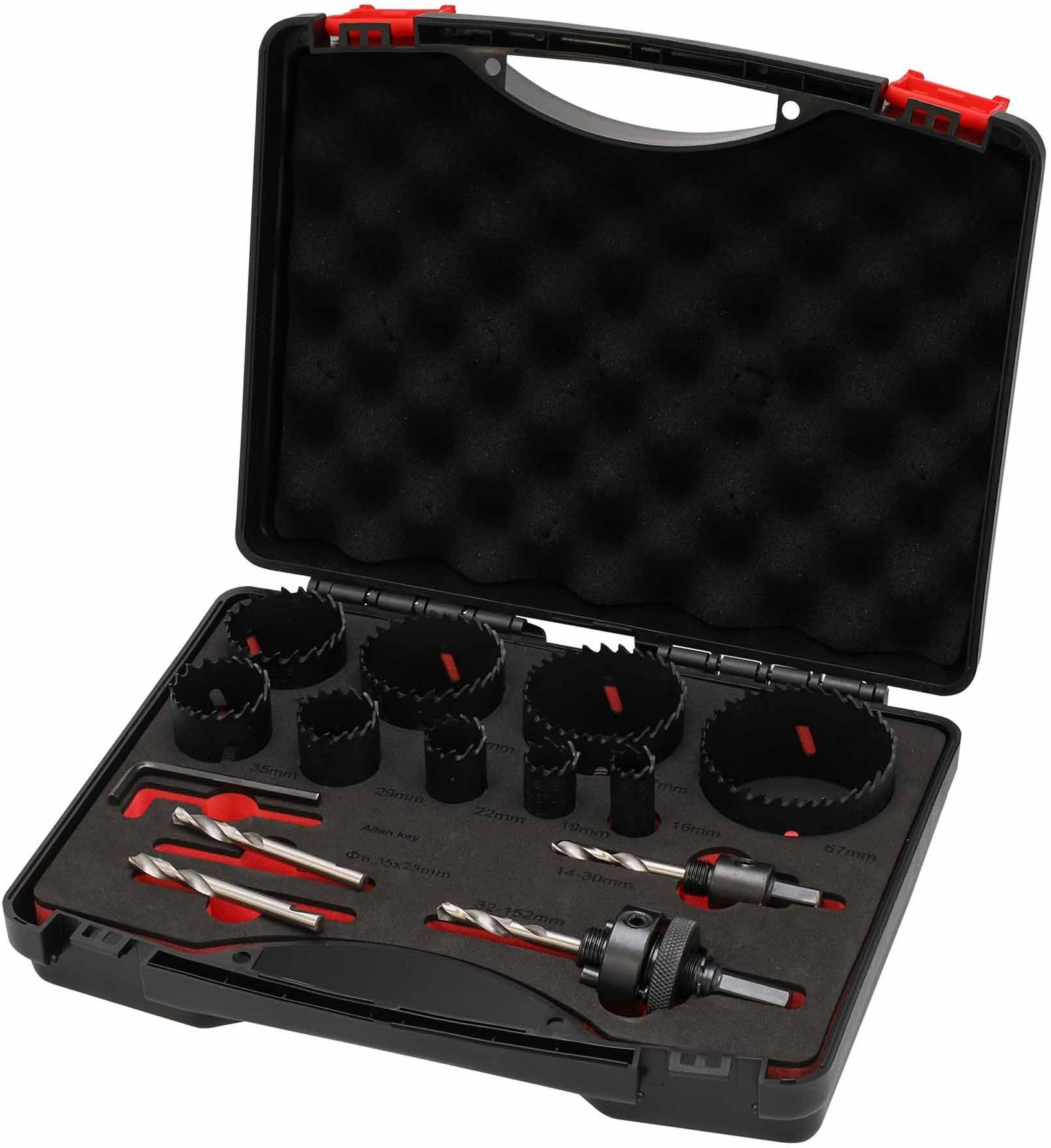 Набор коронок 16-67 мм HSSE-Co8 Master-Tool 1014301010011, биметаллические, 14 предметов - фото