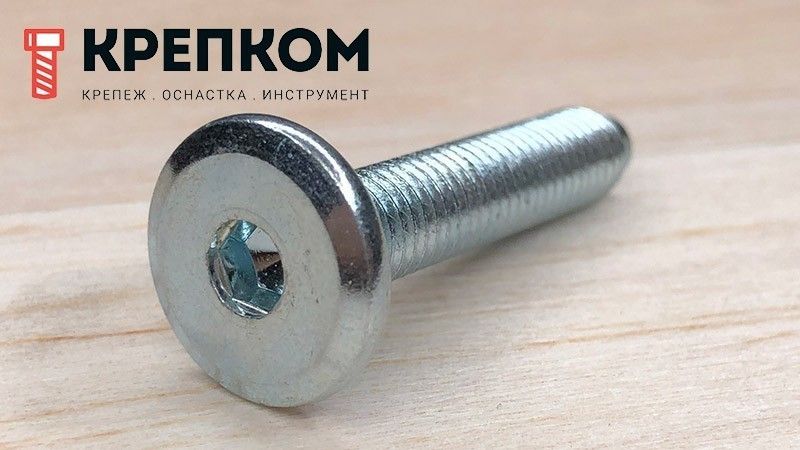 Винт мебельный с плоской головкой и внутренним шестигранником DIN 7420, оцинкованная сталь - фото