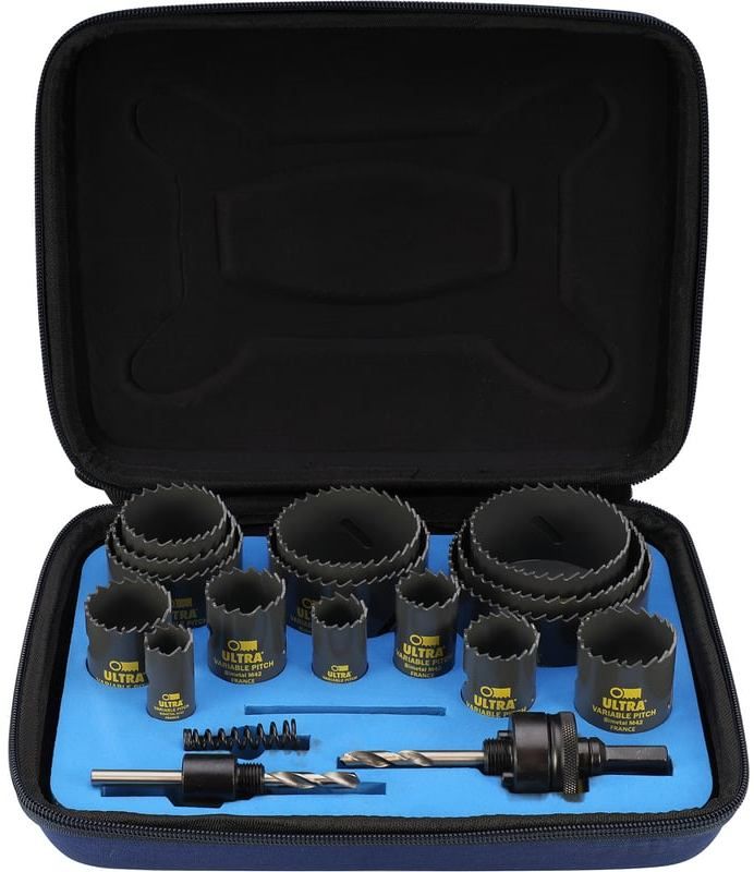 Набор коронок Bi-metall 19 - 83 мм зубья HSSE-Co8 4 - 6 TPI Ultra SC 3840, 18 предметов - фото