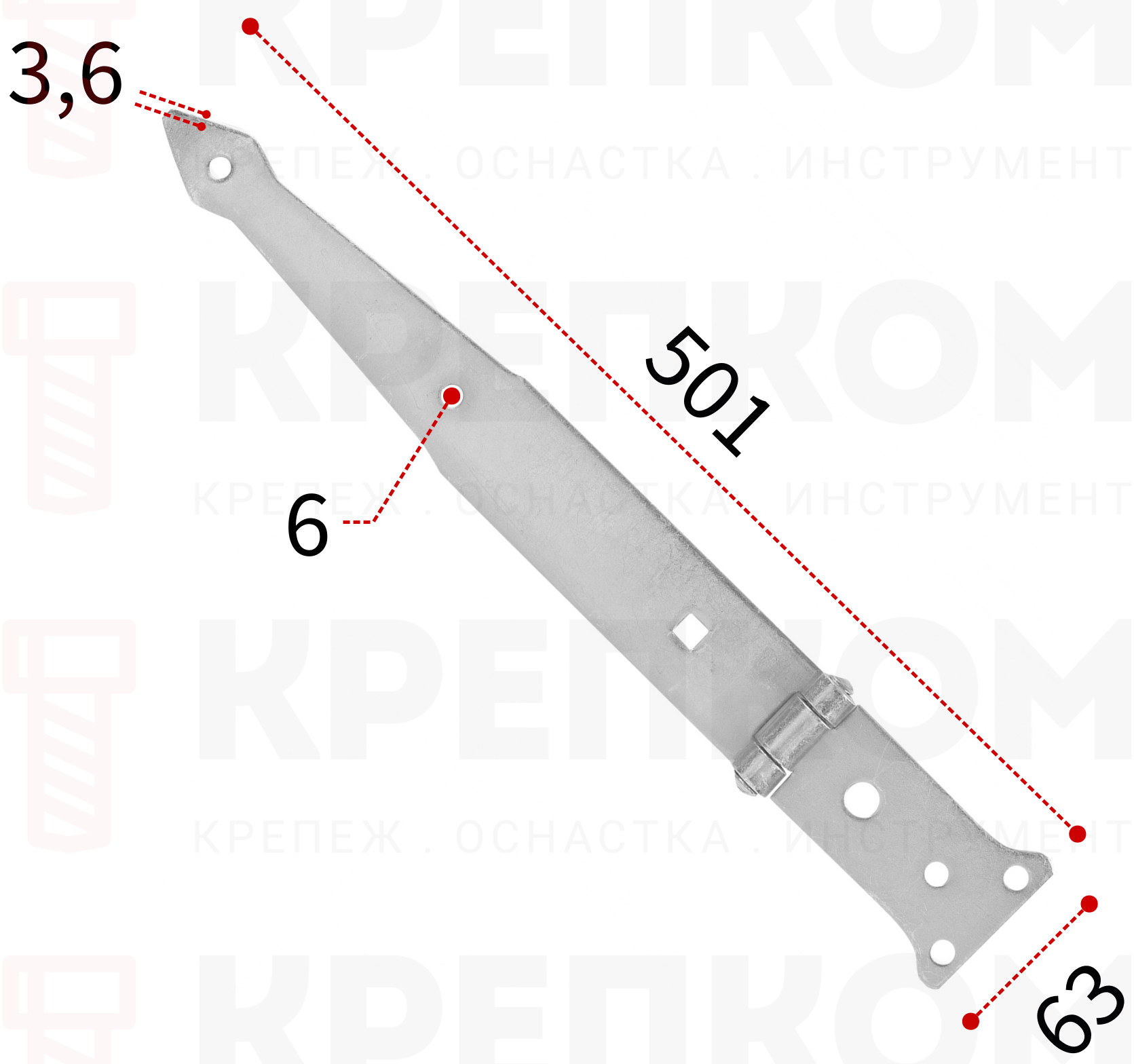 Петля стреловидная для ворот и калиток 400х101х63х45 мм Gah Alberts 315399, оцинкованная сталь - фото