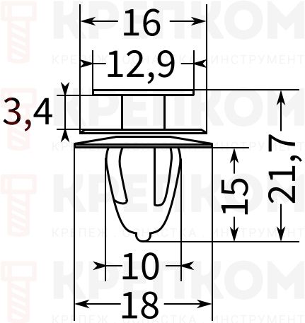 Клипса автомобильная нажимная 0140 - фото